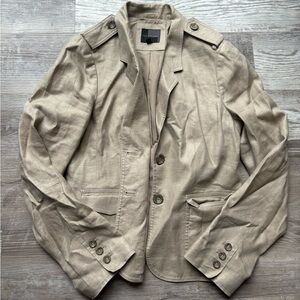 The Limited blazer Tan brown neutral tweed texture linen lined